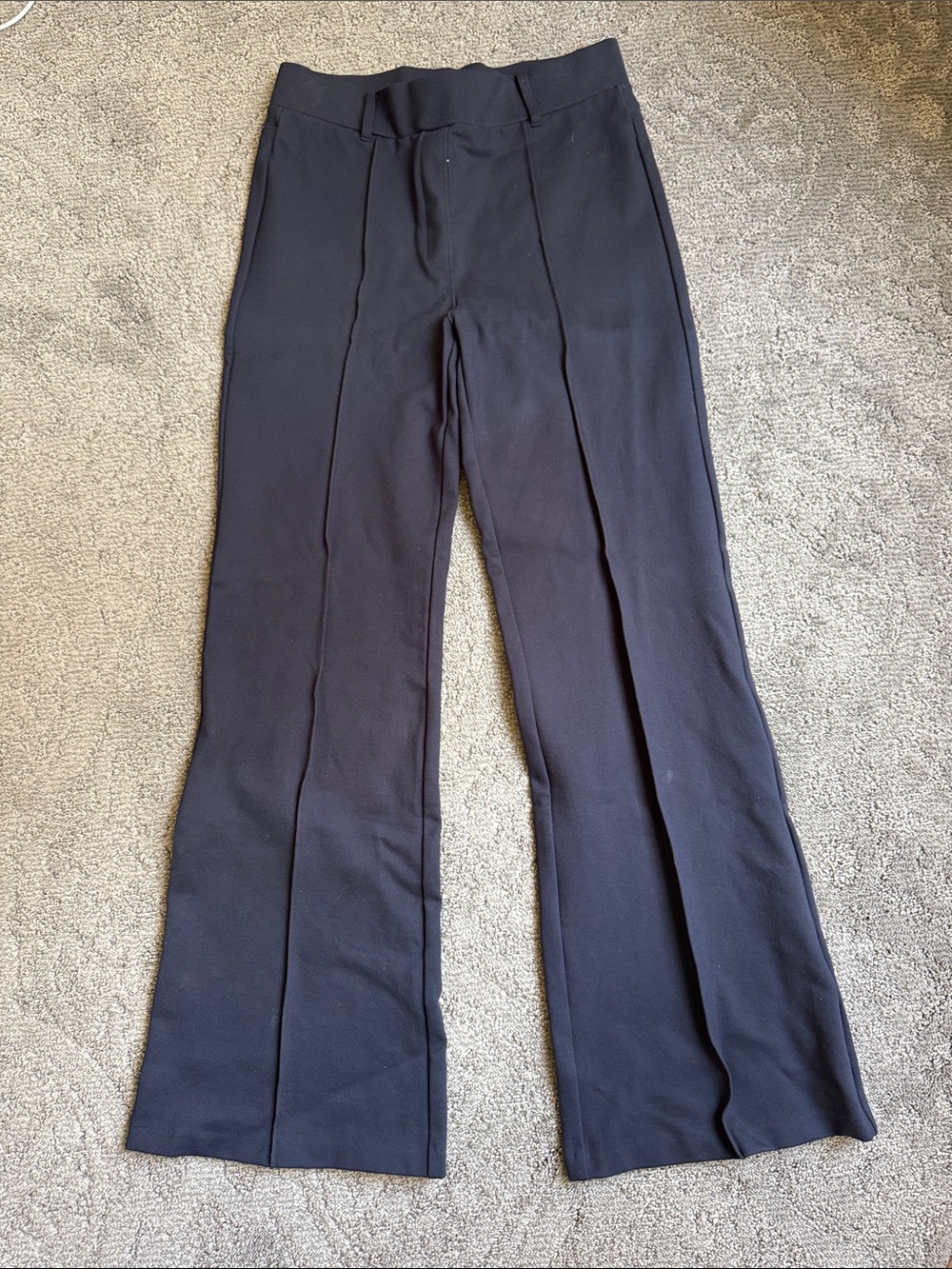 Quince Navy Boot-Cut Knit Trousers